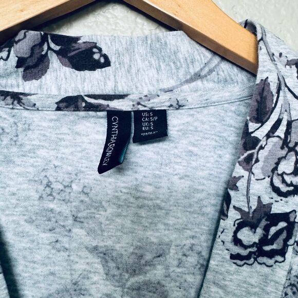 Cynthia Rowley Gray Floral Cotton Lounge Bath Robe S - Picture 4 of 5